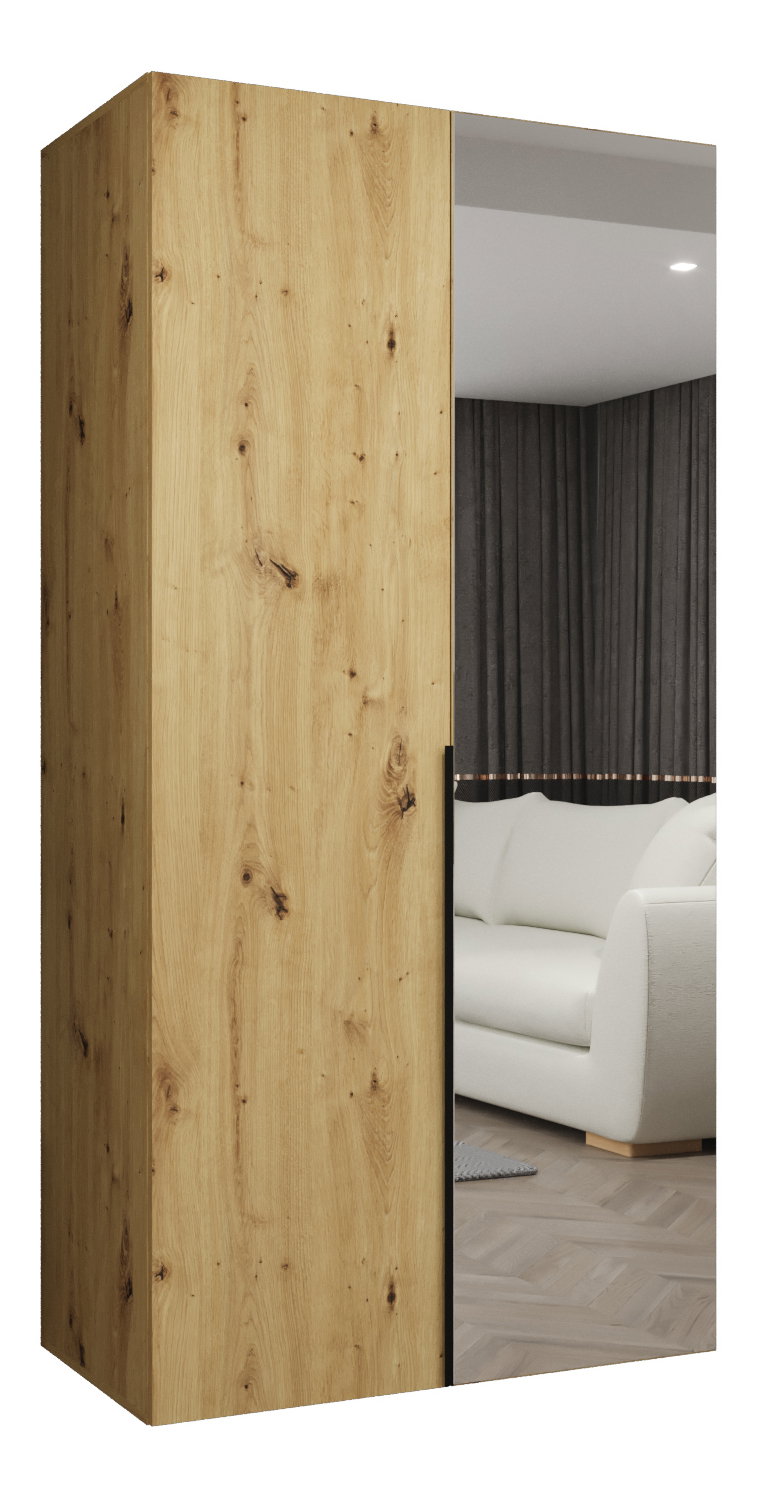 Šatní skříň 100 cm Alice 2 (dub artisan + černá)