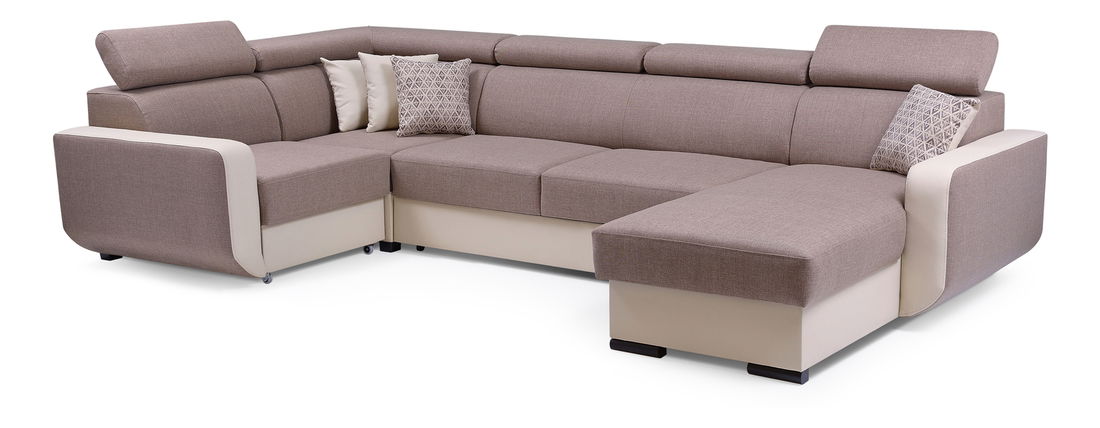 Rohová sedačka Istar U (hnědá + béžová) (L)