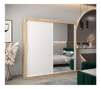 Šatní skříň 200 cm Toki 2 (Dub sonoma + Bílá matná)