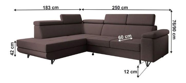 Rozkládací sedací souprava Jopo (hnědá) (L) 