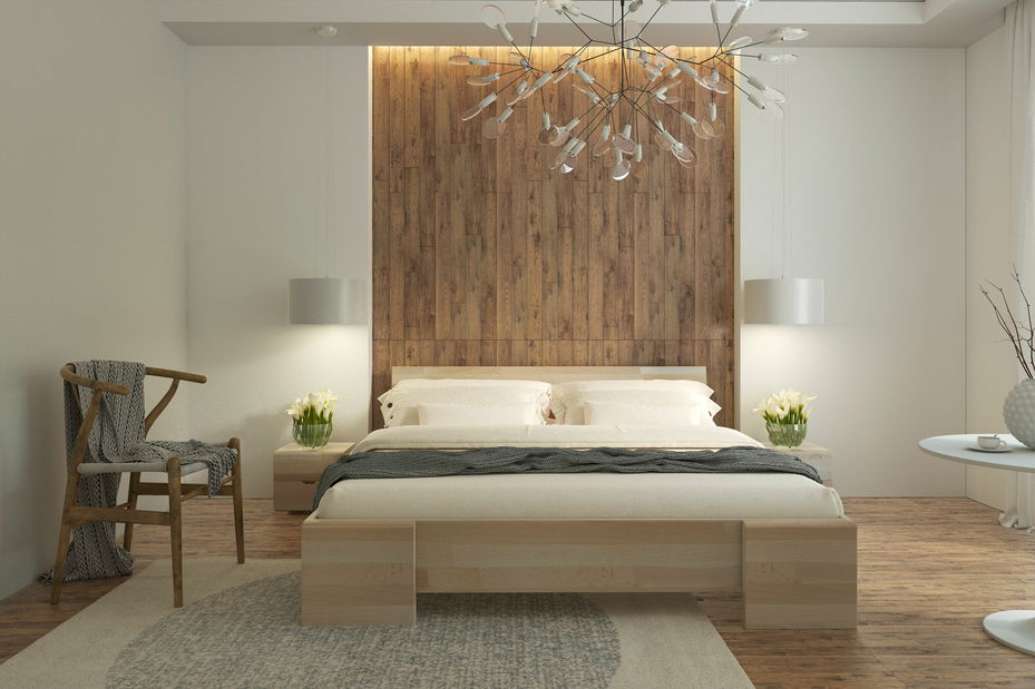 Manželská postel 180 cm Naturlig Blomst High BC (buk) (s roštem)