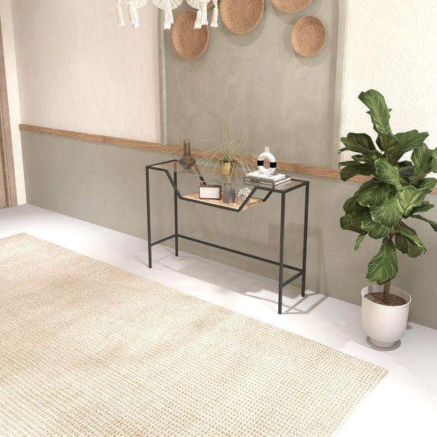 Konzolový stolek Ladone (černá + sklo)