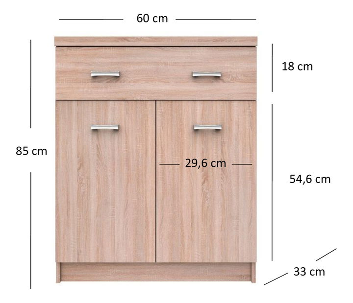 Komoda Tianna 2d1s/60 (dub sonoma)