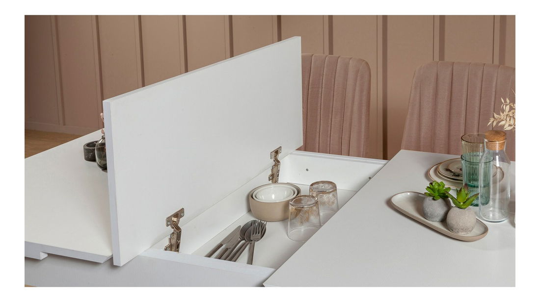 Jídelní set Vlasta 2 (bílá + béžová) (pro 6 osob)