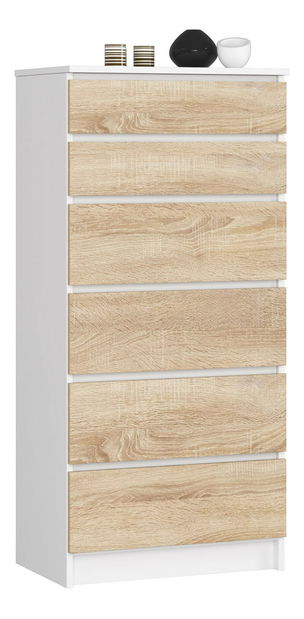 Komoda Kalista III (bílá + dub sonoma)