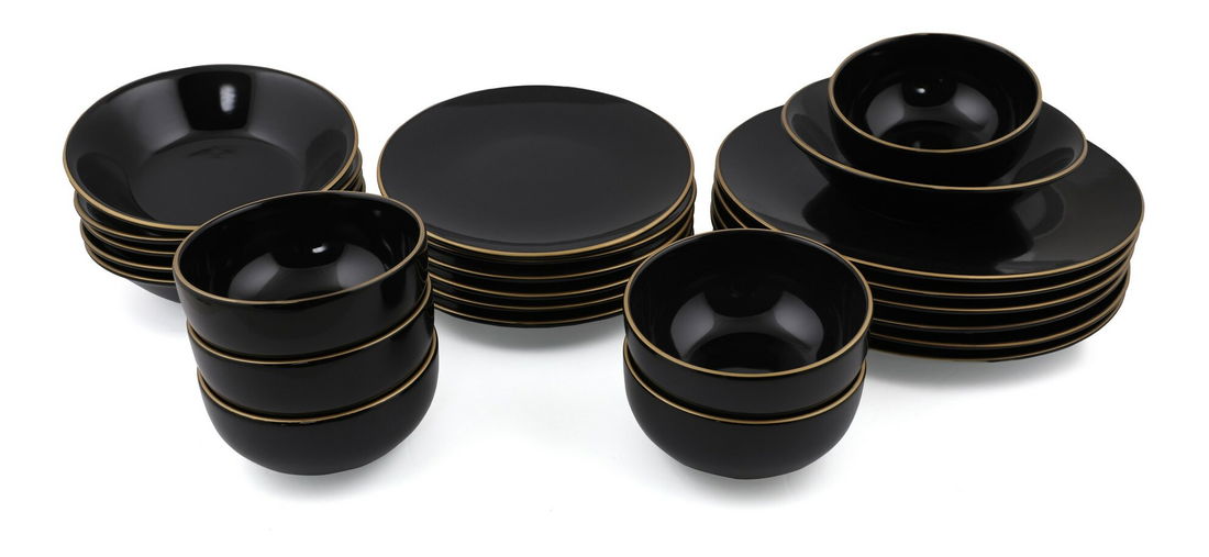Jídelní souprava (24 ks.) Tyson (černá + zlatá) *výprodej