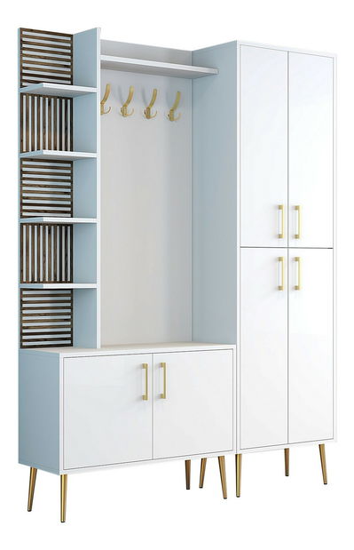 Předsíňová stěna Valery 3 (bílá + zlatá)