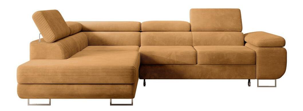 Rohová sedací souprava Stiletto (L) (hořčicová + stříbrná)