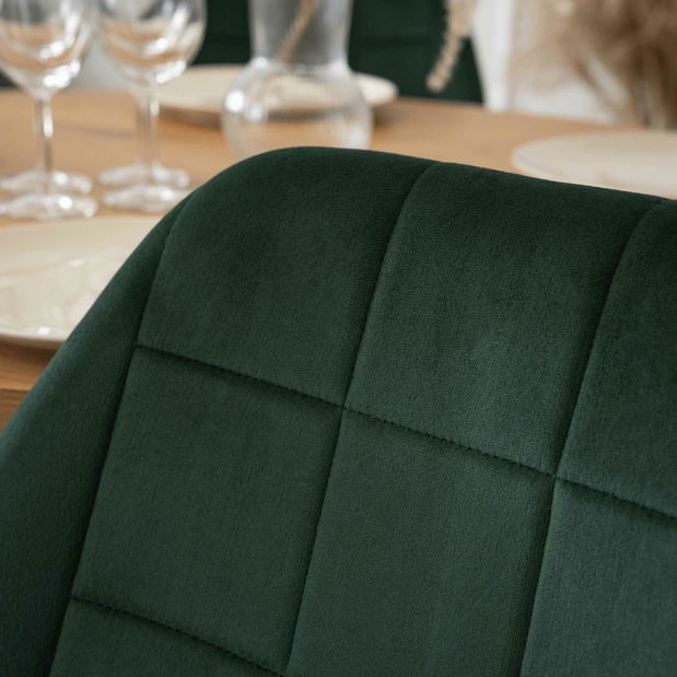 Jídelní set Lomeli (dub zlatý + černá + zelená) (pro 4 osoby)