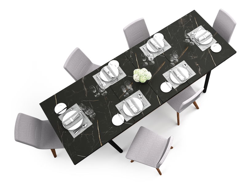 Rozkládací jídelní stůl Phelan P14 (ořech warmia + černá)