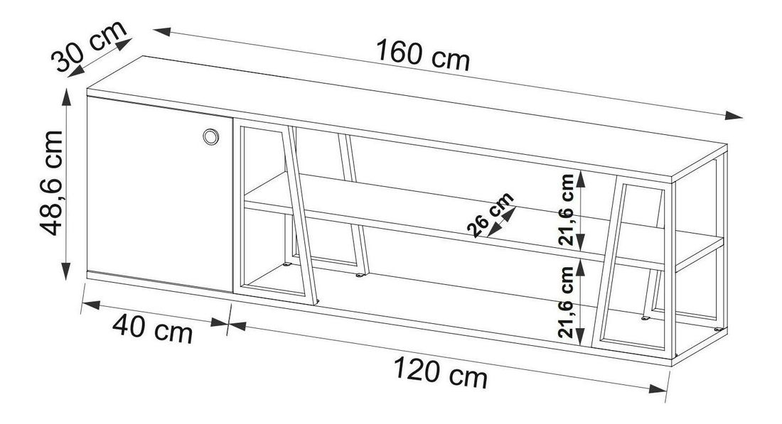 Regál Nidupe 8 (dub safírový + černá)