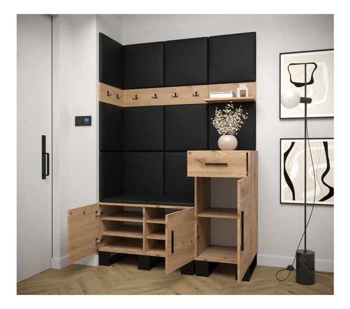 Předsíňová sestava Amanda 10 (dub artisan + tmavě šedá)