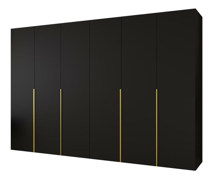 Šatní skříň 300 cm Alice 1 (černá + zlatá)