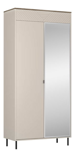 Skříň Explicaba 2D40 (kašmír + dub castello) (se zrcadlem)