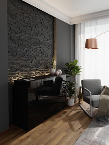 Obývací stěna Berny 44 (černá + černý lesk)