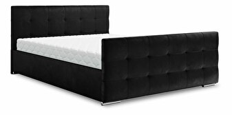 Manželská postel 140 cm Billie (černá) (s roštem a úložným prostorem)