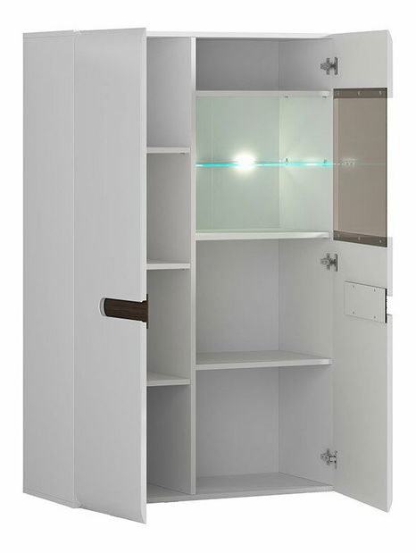 Vitrína BRW Azteca Trio SFK1W1D/14/9 (bílá + lesk bílý)