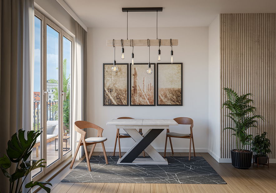 Jídelní stůl Xalin (světle šedá + černá) (pro 4 až 6 osob)