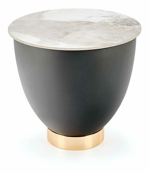 Konferenční stolek Carlotta (mramor + šedá + zlatá)