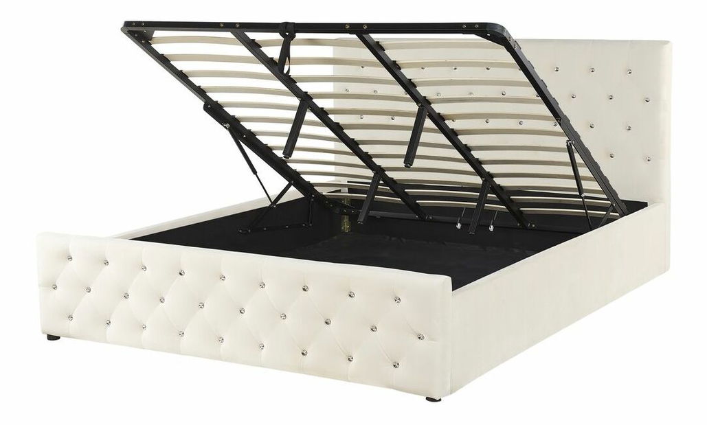 Manželská postel 180 cm AMESIA (béžová) (s roštem a úl. prostorem)