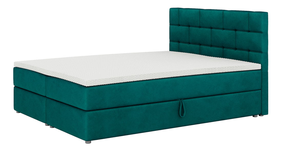 Boxspring postel 180x200 cm Waller (tmavě zelená) (s roštem a matrací)