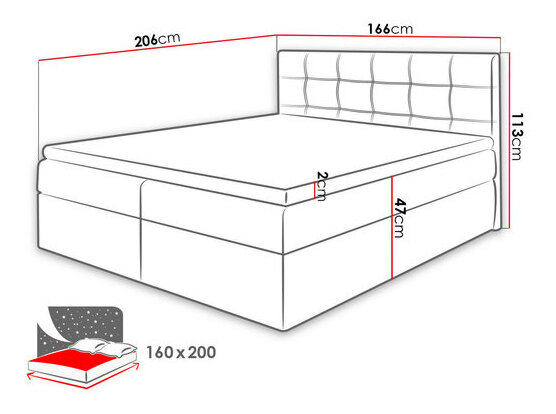 Boxspring postel Kennedy (160x200) (Paros 02)