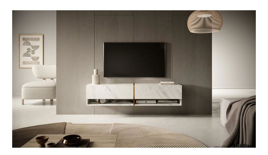 TV skříňka/stolek Myrtha 140 (bílý mramor)