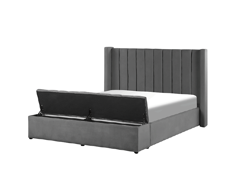 Manželská postel 160 cm NAIROBI (textil) (šedá) (s roštem)