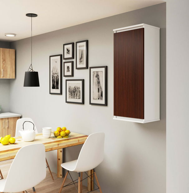 Závěsná skříňka Wren II (bílá + wenge)