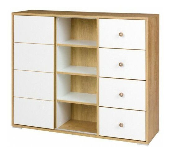 Komoda Minley M4 (dub lefkas + bílá)