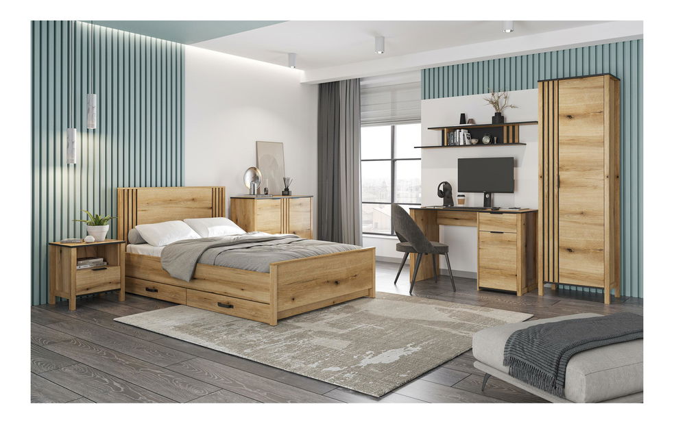 Šatní skříň Indices 2 (taupe + dub kamenný)