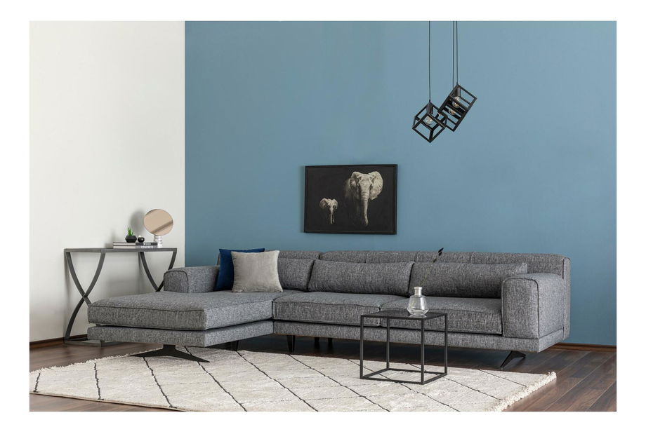 Rohová sedačka Jivagona (L) (šedá + černá)