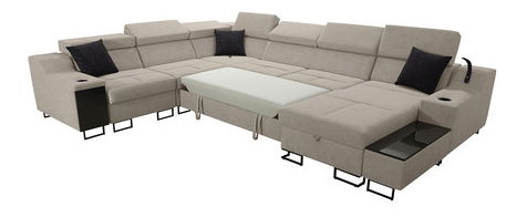 Rohová sedačka U Pesaruna VIII (terakota + béžová) (s úl. prostorem) (L)