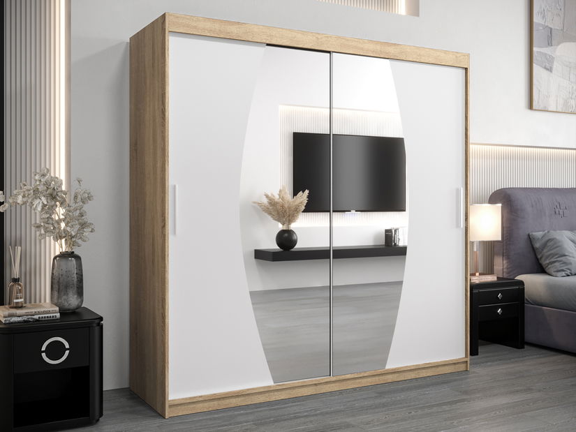 Šatní skříň 200 cm Eclipse (dub sonoma + bílá matná)