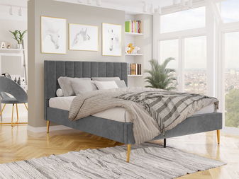 Manželská postel 180 cm Bleash New (šedá + zlatá) (s roštem)