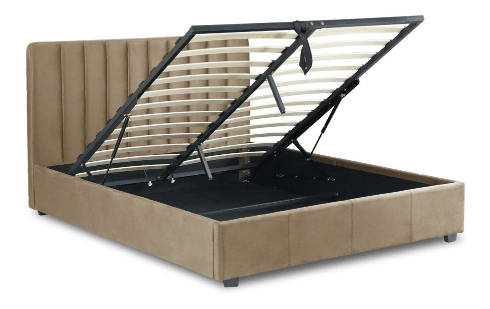 Manželská postel 160 cm Merecida (béžová) (s roštem) (s úl. prostorem)