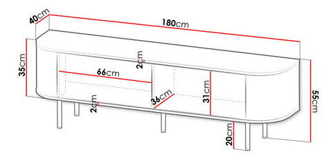 TV skříňka Nerakat (černá + mramor černý)