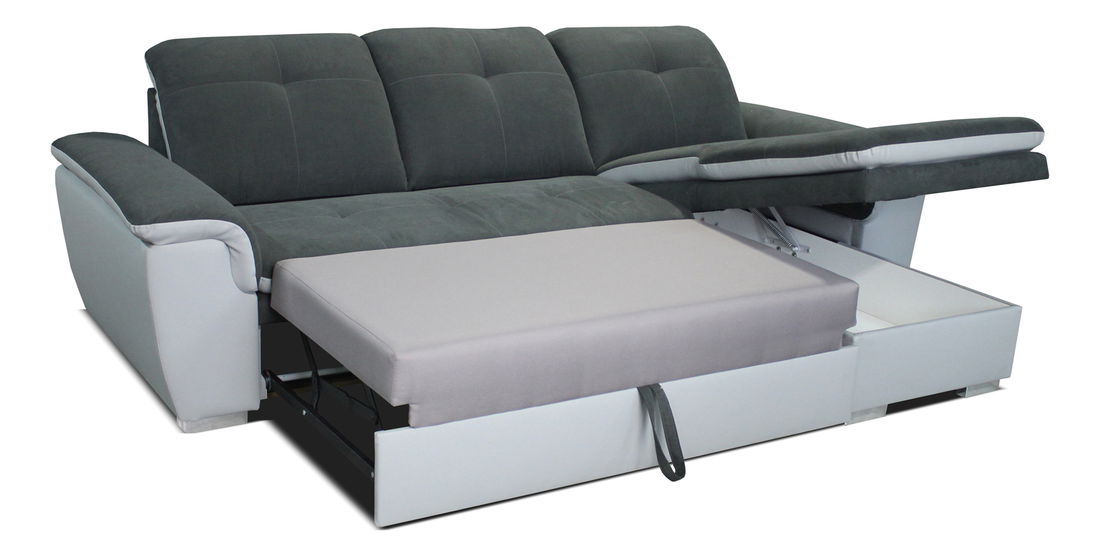 Rohová sedací souprava Estevan 2F+L (šedá + černá) (P)