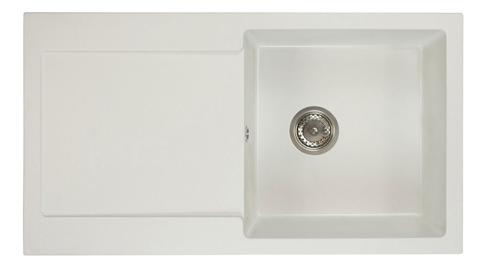 Kuchyňský dřez Adaxa (bílá) (se 2 otvory pro baterii) (L)