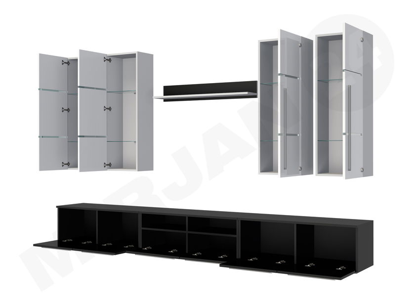 Obývací stěna Bridget (černá + černý lesk) (černá + černý lesk)