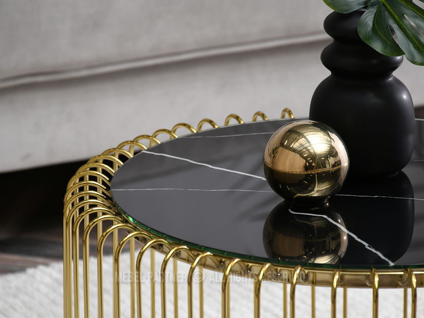 Konferenční stolek Nils (mramor + zlatá)