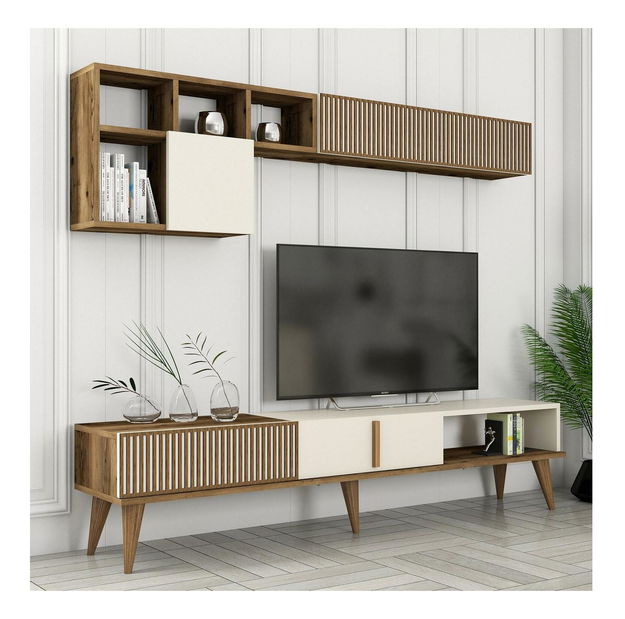 Sestava nábytku do obývacího pokoje Millano 1 (ořech + krémová)