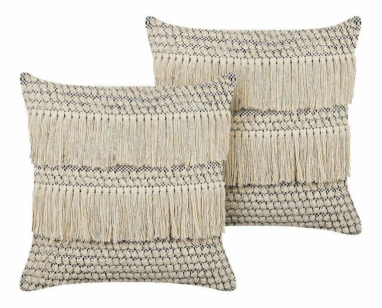 Sada 2 ozdobných polštářů 45 x 45 cm Irie (béžová)