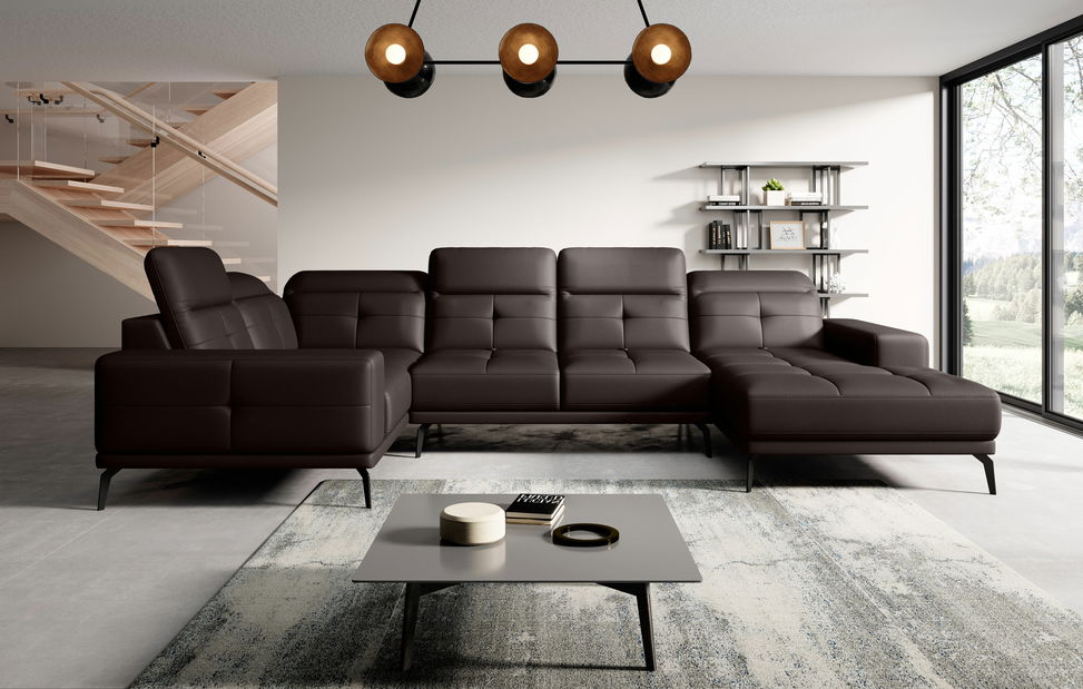 Rohová sedačka ve tvaru U Nicolette (tmavě hnědá) (L)