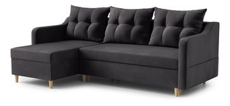 Rohová sedací souprava Lou (L) (šedočerná)