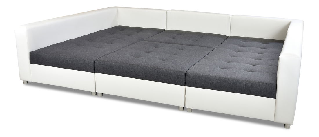 Rohová sedací souprava U Deron  (s taburetem) (P) (šedá + bílá)