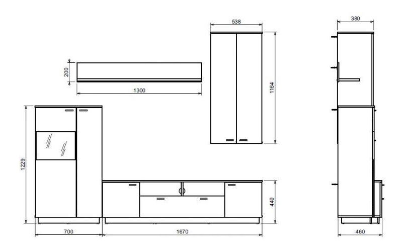 Obývací stěna Kerimov (vysoký lesk bílý)