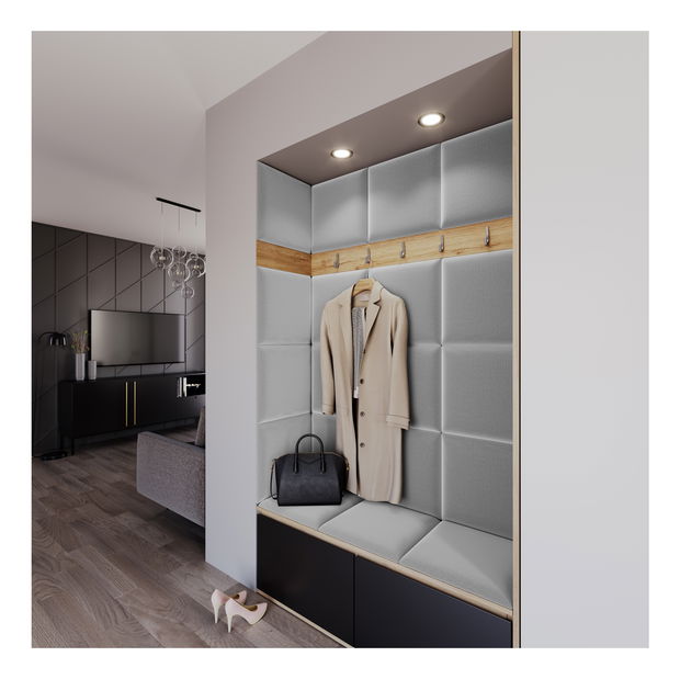 Set 19 čalouněných panelů Quadra 120x160 cm (světlešedá)