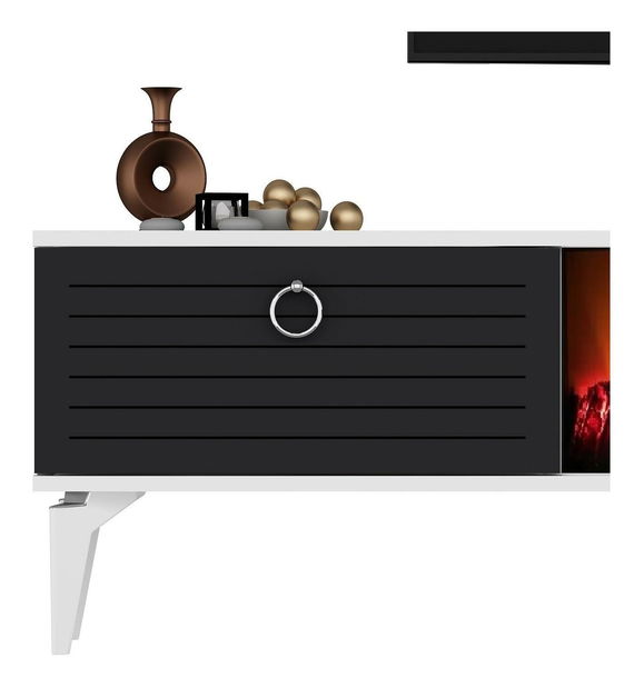 TV stolek/skříňka s krbem Sulotu 2 (bílá + antracit)