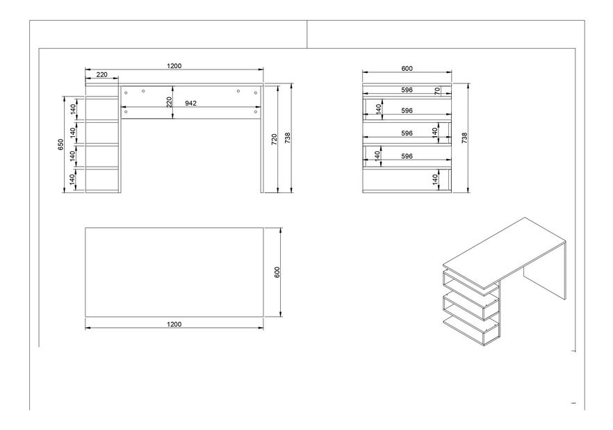 PC stolek Snowy (Bílá)